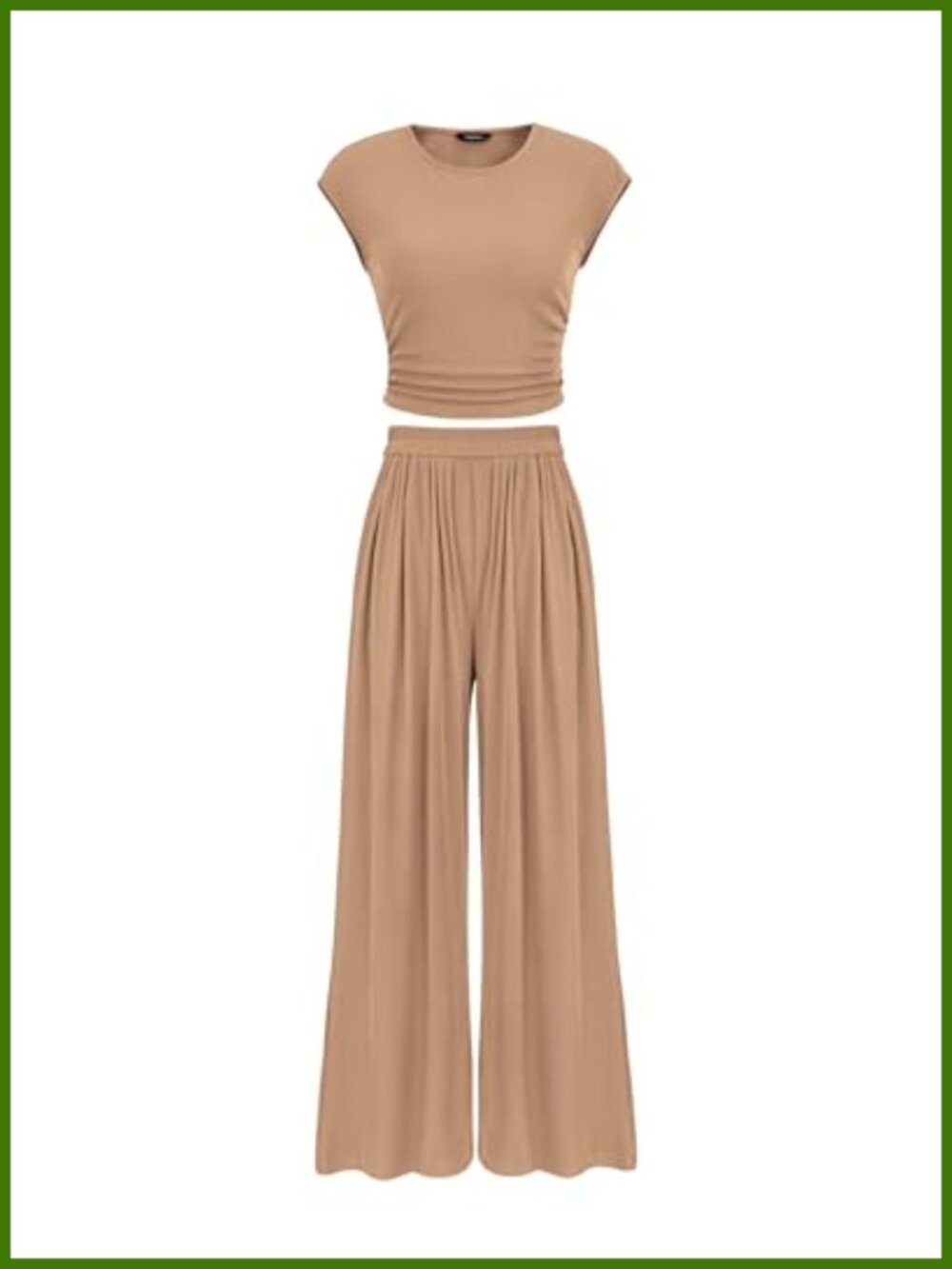 Ribbed Knit 2 Piece Lounge Set Crop Top Wide Leg Palazzo Pants Women
